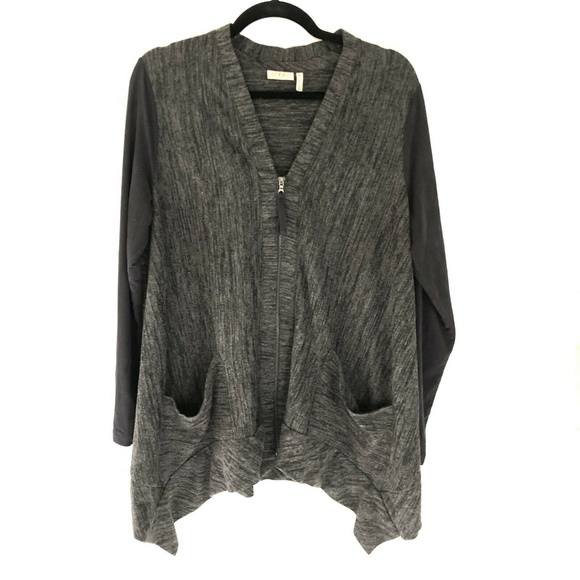 LOGO by Lori Goldstein Sweaters - LOGO Cardigan Full Zip Faux Suede Medium S39